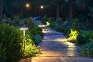 Professional low voltage outdoor lighting services for residential and commercial properties in Northern Virginia, Washington D.C., and Montgomery County Maryland