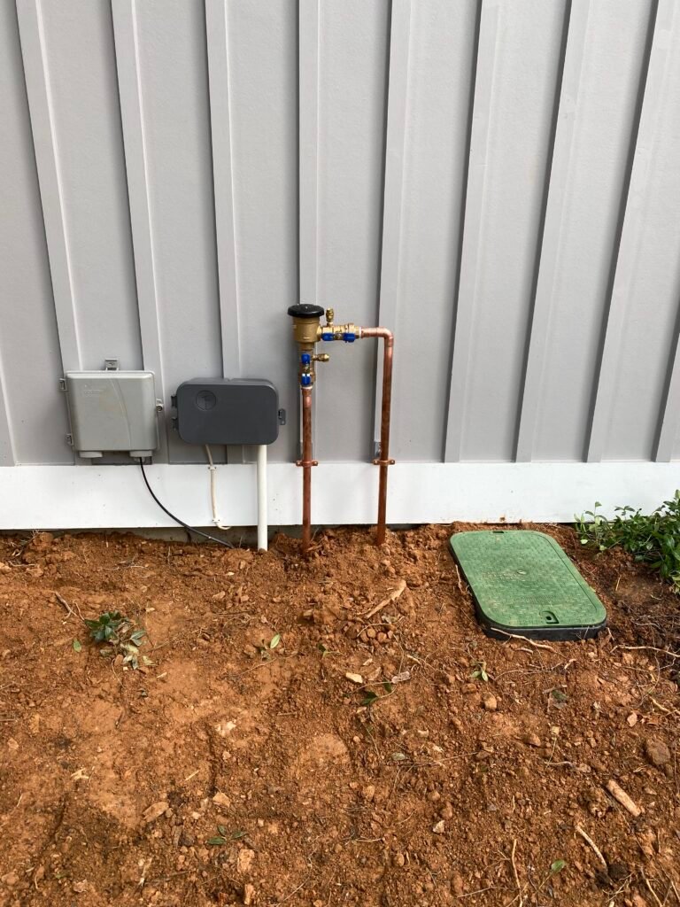 Certified backflow testing on a residential irrigation system in Northern Virginia